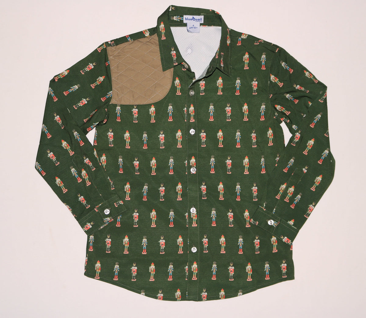 Toddler Boy L/S Christmas Button Down w/Shoulder Patch