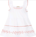Ruffled Cap Sleeve dress w/Embroidery