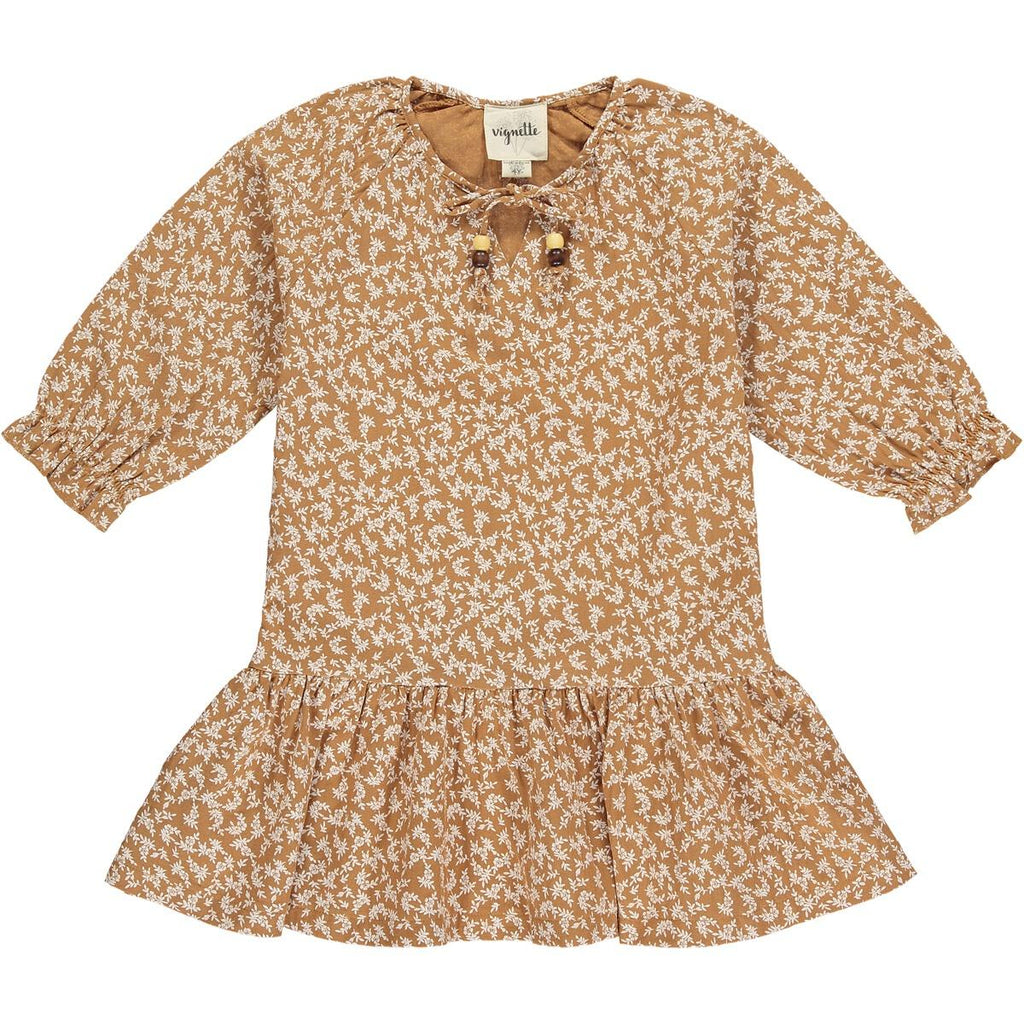 Girl 3/4 Sleeve Drop Waist Dress