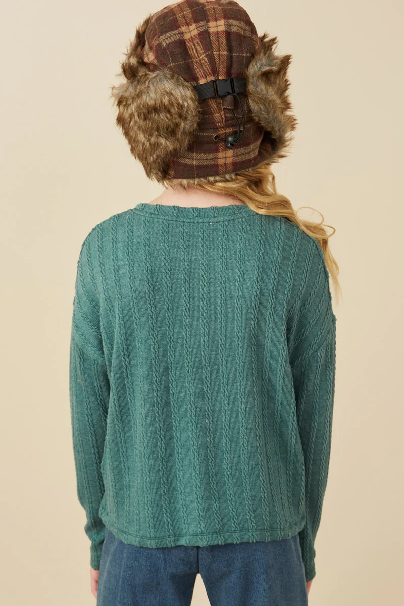 Junior Girl Cable Knit Branded Top