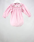 Smocked Corduroy L/S Candy Cane Bubble