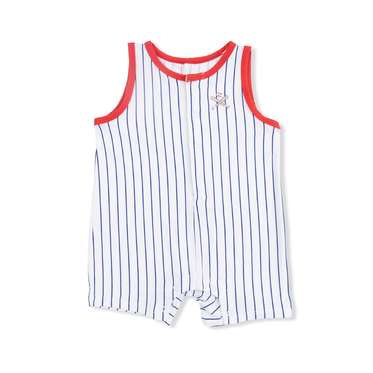 Baseball Stripe Sleeveless Shortie Romper