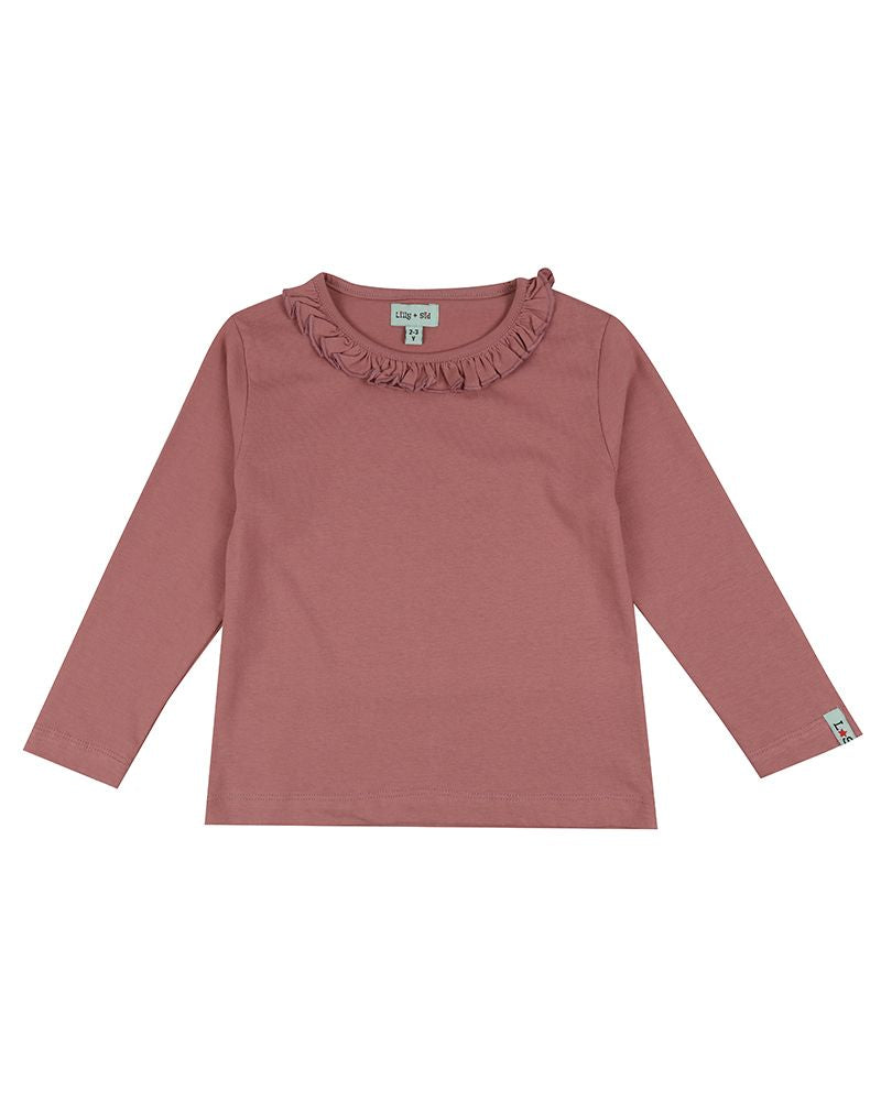 Ruffled Neck Solids L/S Top