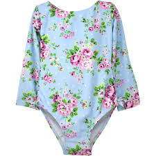 Girl's One Piece, L/S Rashguard Swimsuit