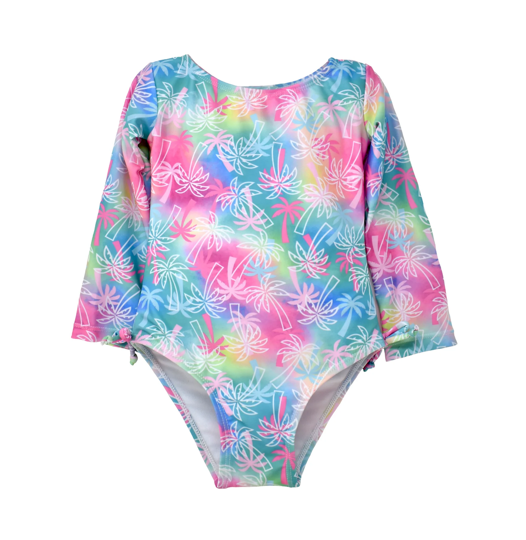 Girls L/S Rash Guard 1pc Swimsuit