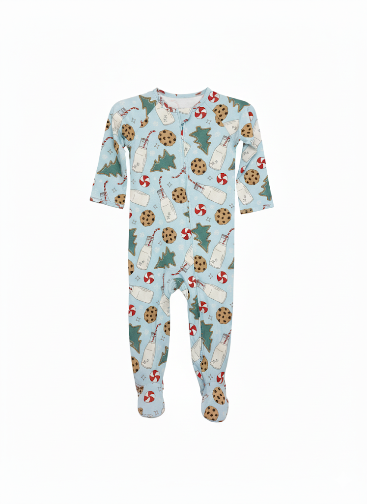 Holiday Zipper Footie PJ Santa's Cookies