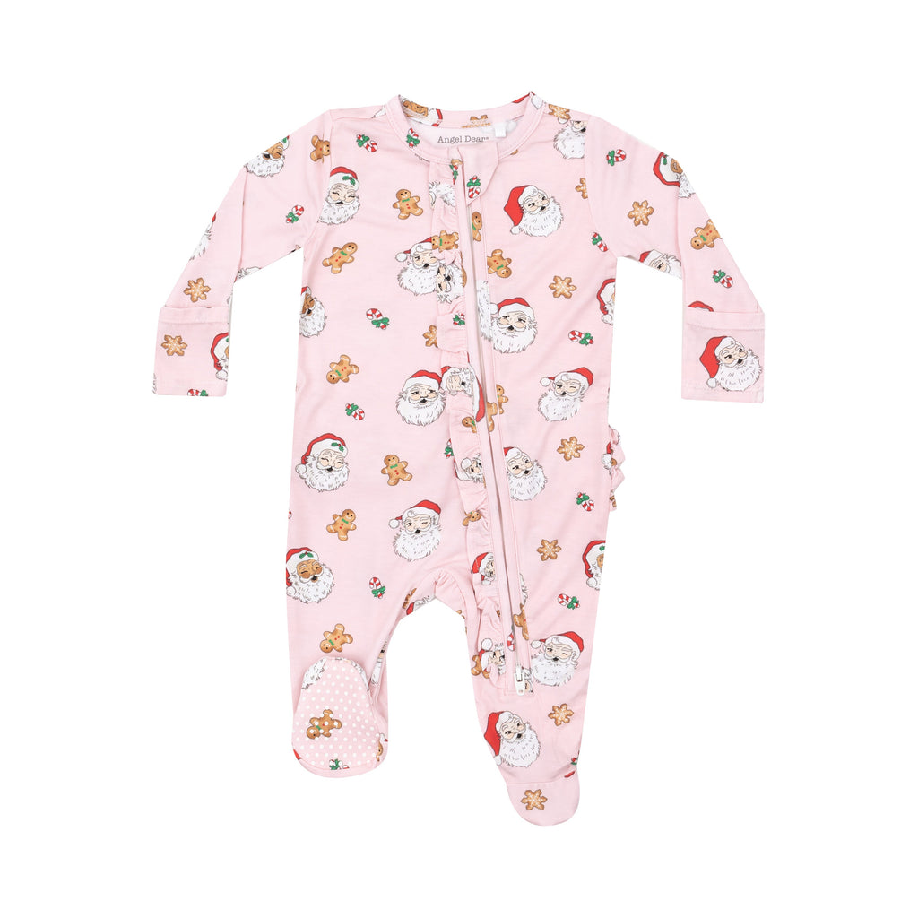 Baby Girl Christmas 2-Way Ruffle Zipper Footie