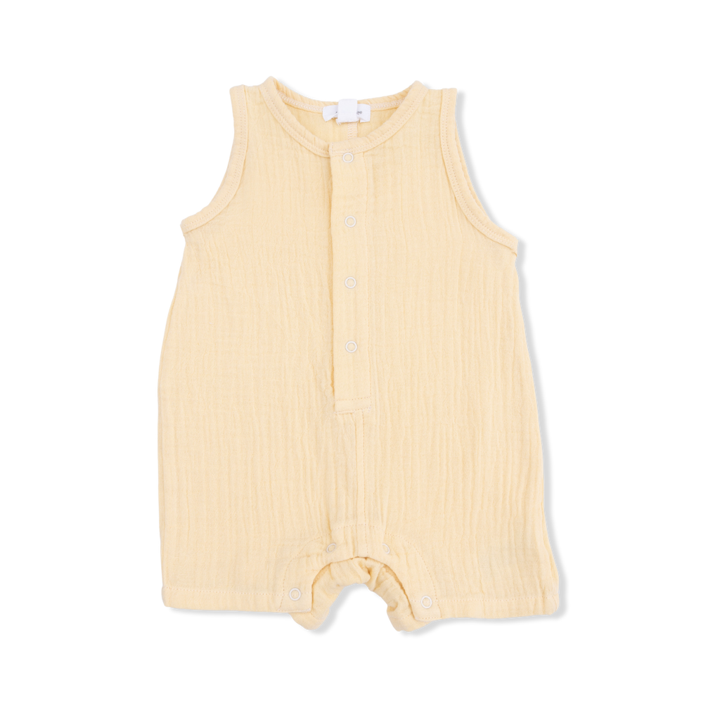 Solid Muslin Sleeveless Shortie Romper
