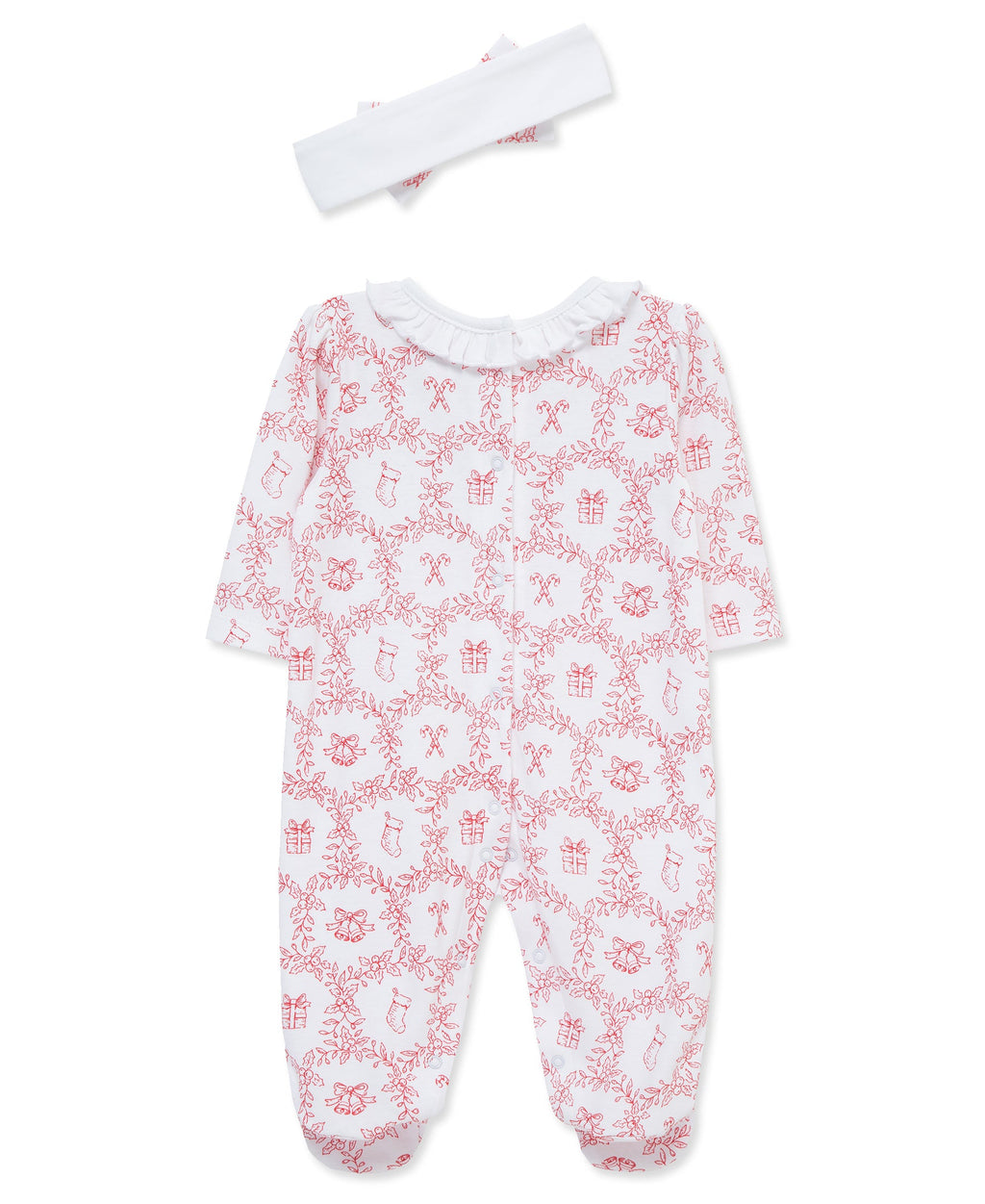 Festive Toile Footie w/Headband