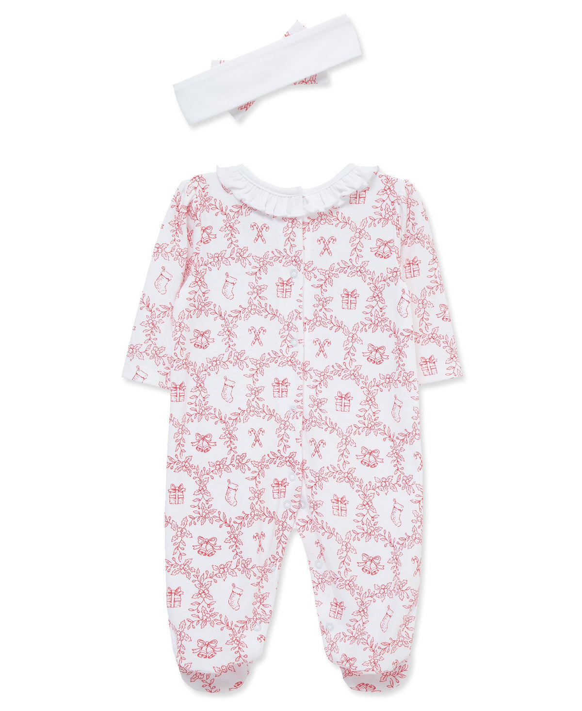 Festive Toile Footie w/Headband