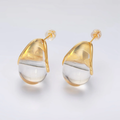 Chunky Gold Aventurine Stud Earrings