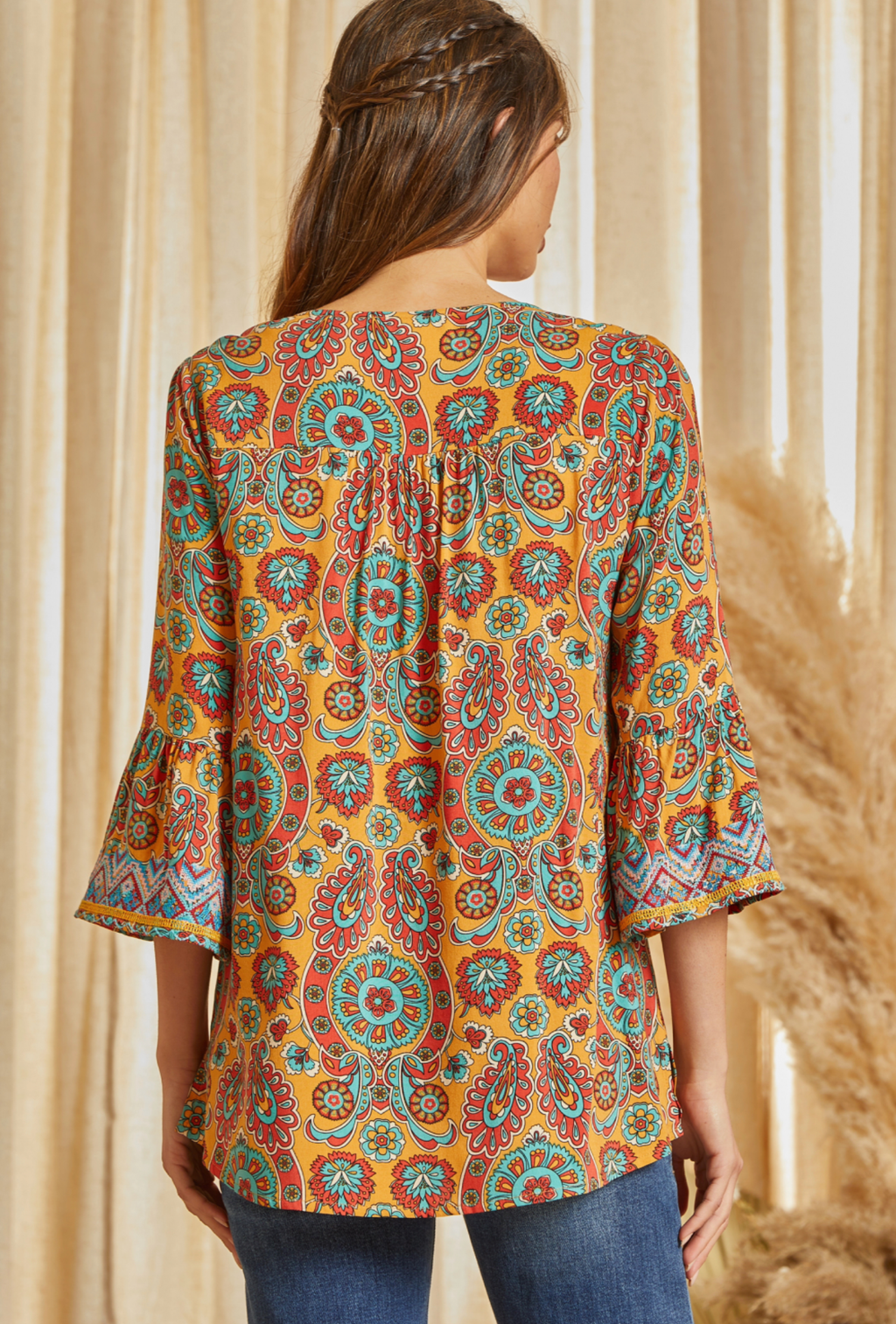 Women's L/S Bell Embroidered Top