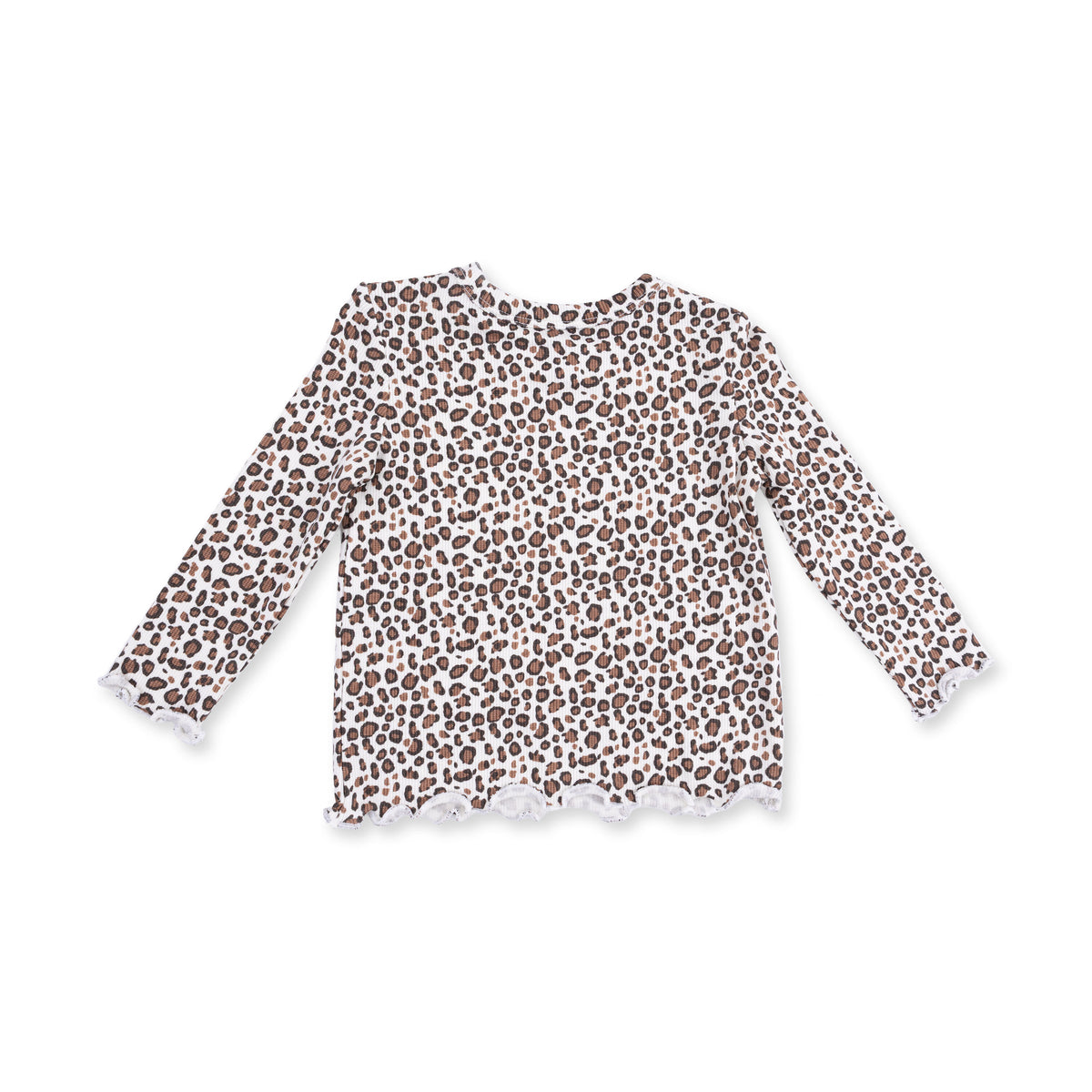 Girl's L/S Leopard Lettuce Edge tunic Top