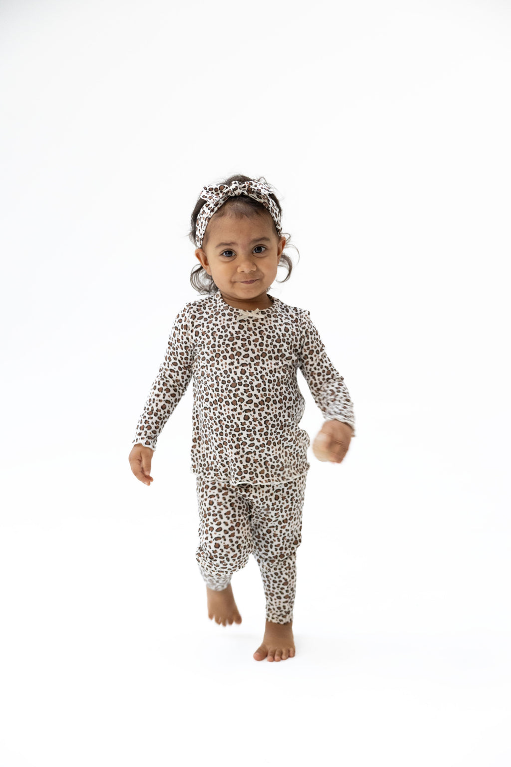 Girl's L/S Leopard Lettuce Edge tunic Top