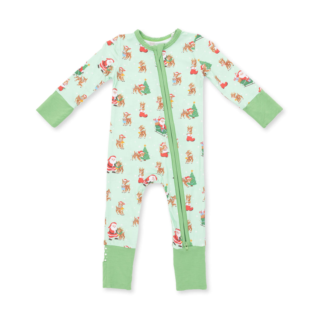 Vintage Reindeer Convertible Pj's / Green