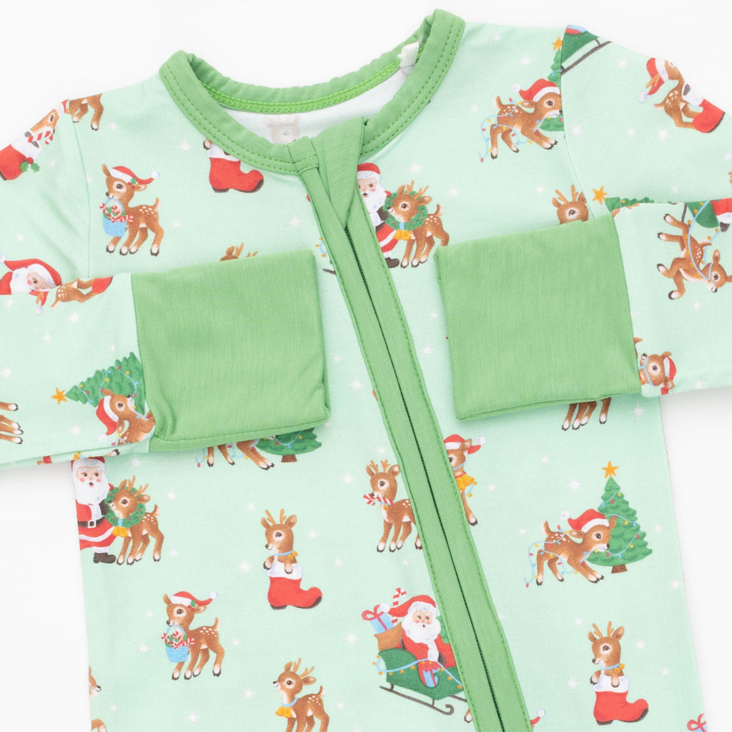 Vintage Reindeer Convertible Pj's / Green