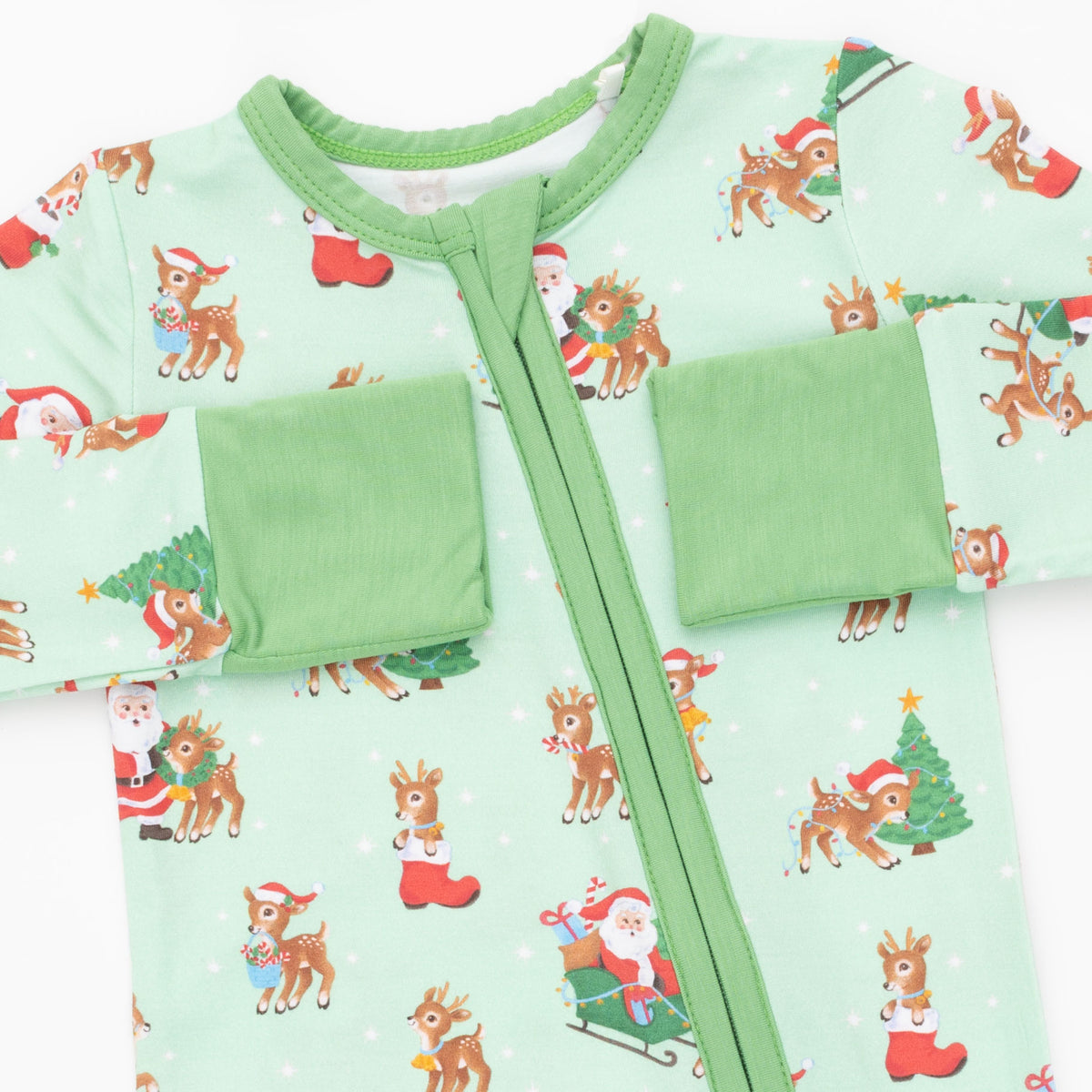 Vintage Reindeer Convertible Pj's / Green