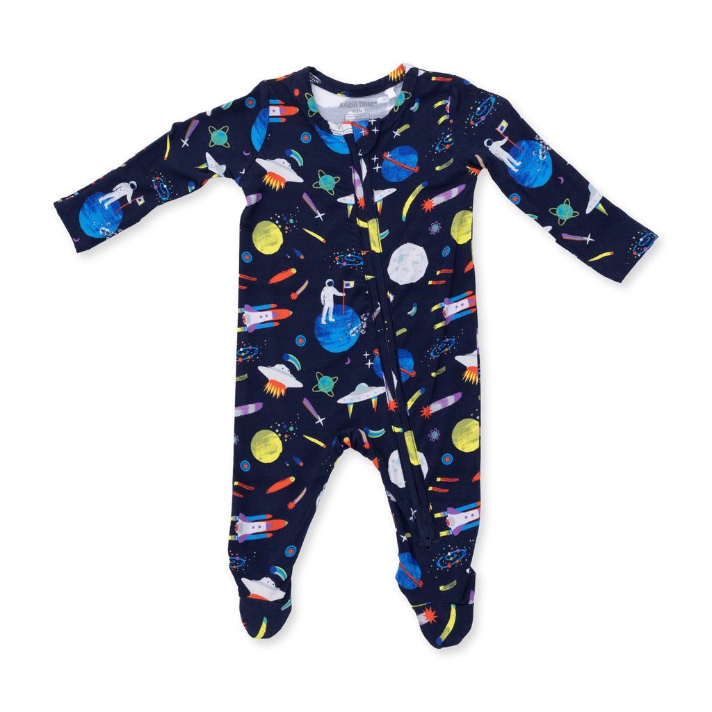 Baby Boy 2-Way Zipper Footie / Astronaut & Rockets