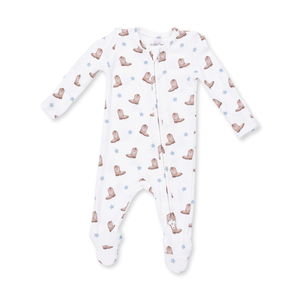 Boy 2-Way zipper Footie / Cowboy Boots Blue