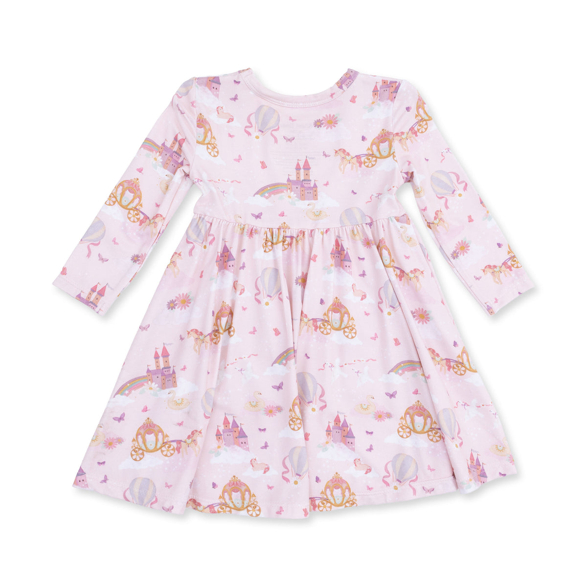 Princess Unicorns And Castle - Twirly Long Sleeve Dress With Bike Short