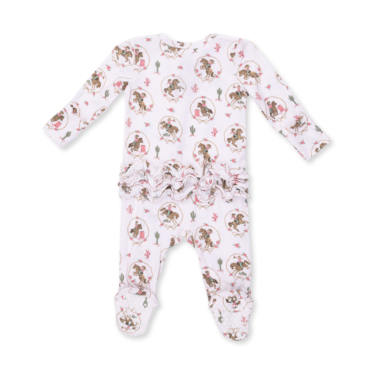 Cowgirl Cameos - 2 Way Ruffle Back Zipper Footie