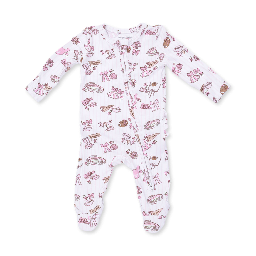 Football Cheer Nursery - 2 Way Ruffle Back Zipper Footie