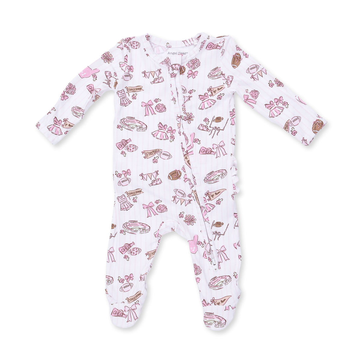 Football Cheer Nursery - 2 Way Ruffle Back Zipper Footie