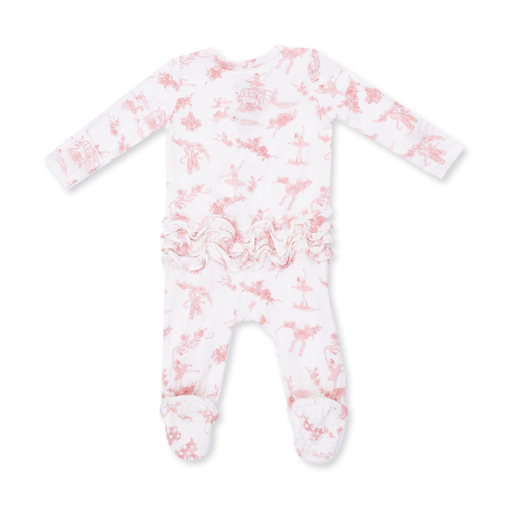 Ballet Toile - 2 Way Ruffle Back Zipper Footie