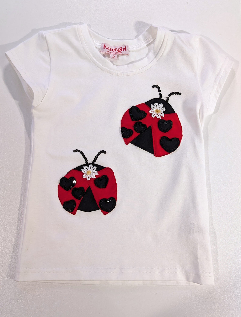 Girl S/S  Appliques Ladybug T-Shirt