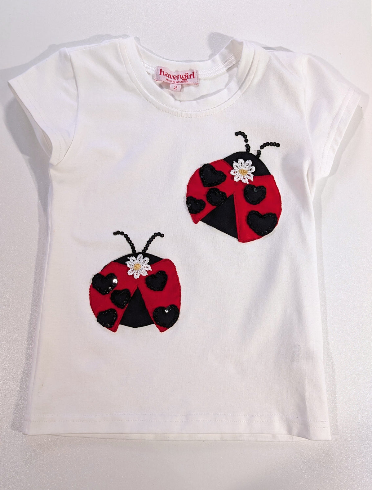 Girl S/S  Appliques Ladybug T-Shirt