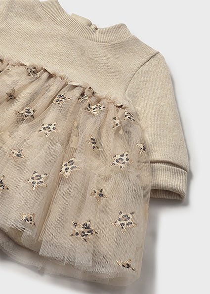 Baby Knit Dress w/Leopard Tulle