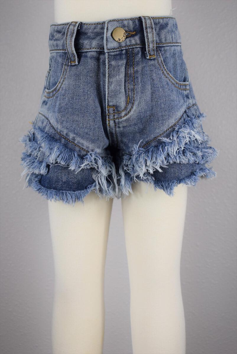 Junior Ripped Tiered Denim Shorts