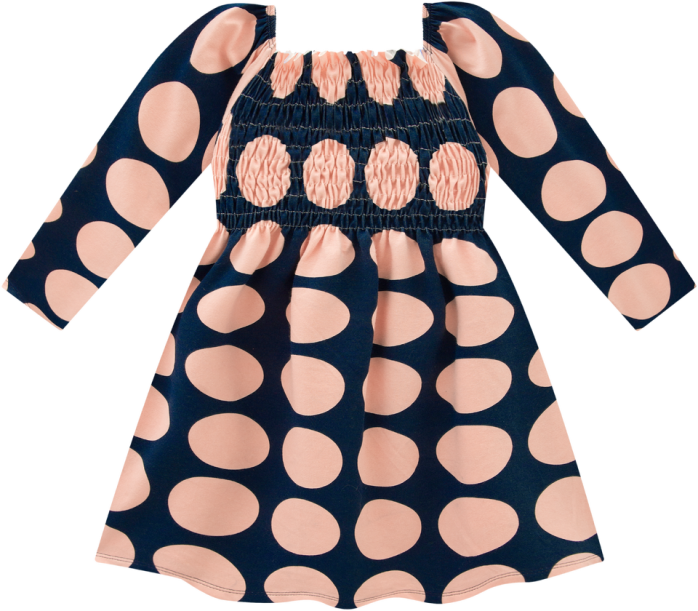 Junior & Girl Smocked Dot L/S Dress