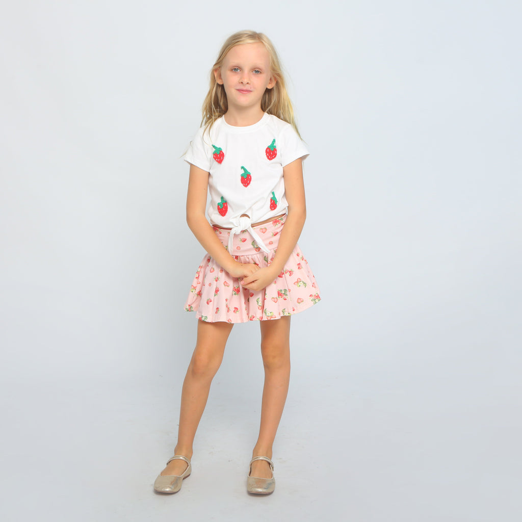 Girl Front Tie Top with Crotchet Strawberries