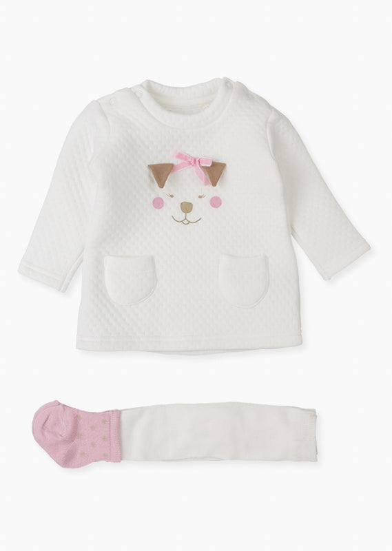 Quilted Dress & Knit Tight Set