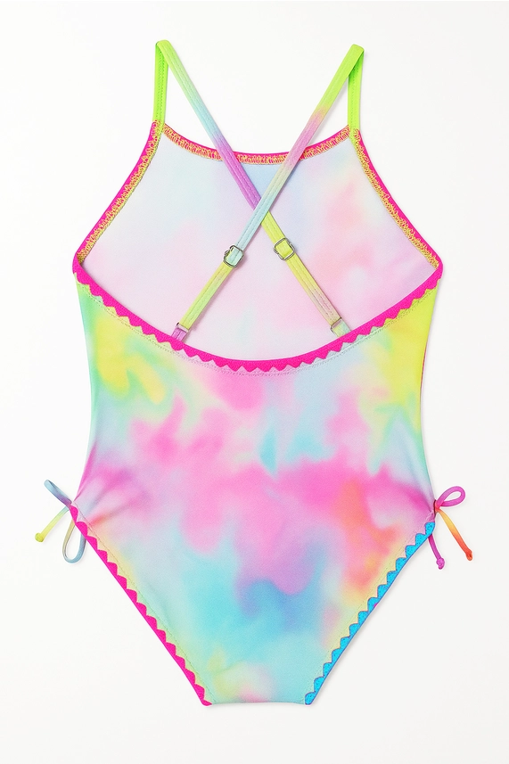 Marbled 1 pc Swimsuit w/Emb Trim