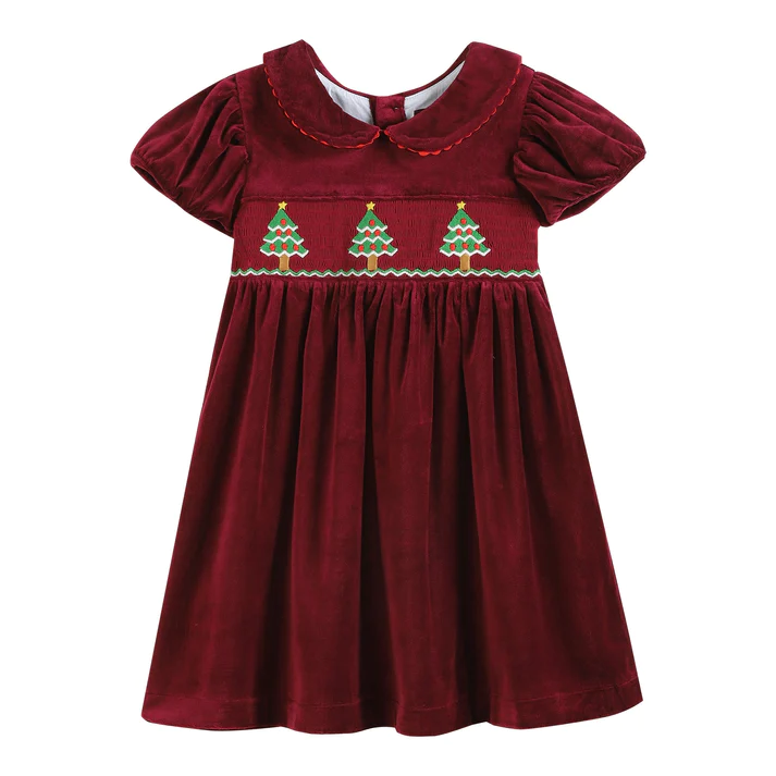 Girl S/S Smocked Front Christmas Dress