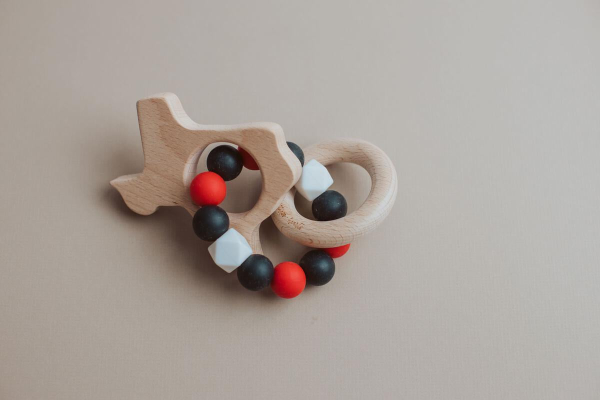 Teething Rattle Wood & Silicone