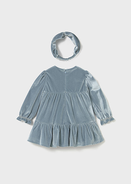 Toddler Girl L/S Velvet Dress w /Headband
