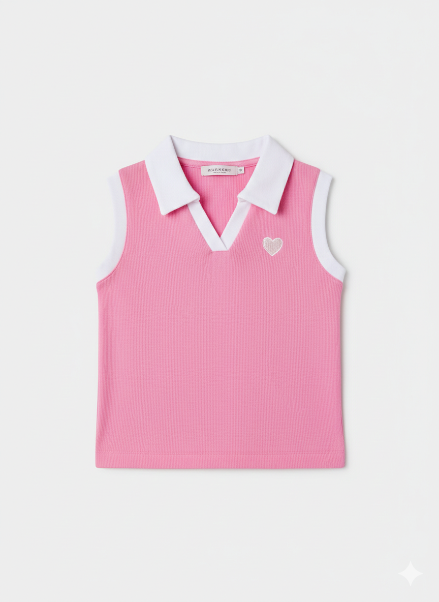 Girl Collared Sleeveless Top