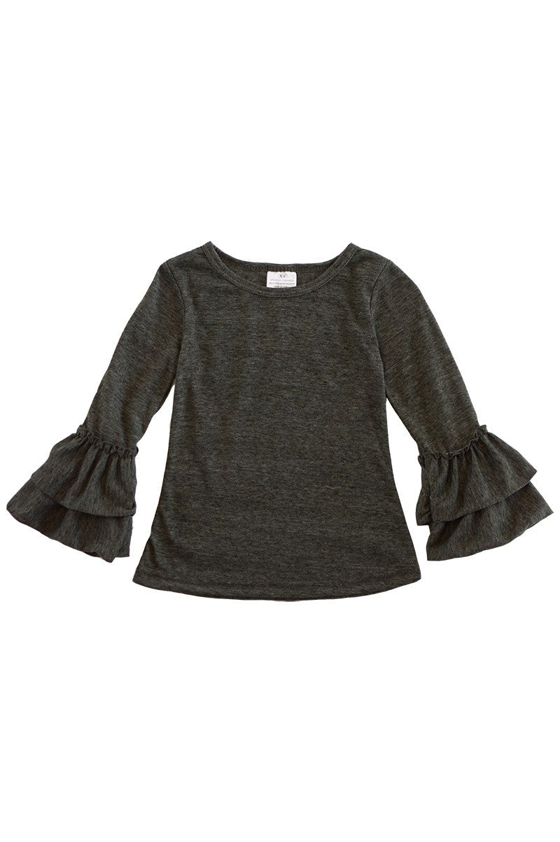 Long Sleeve Solid Ruffled Top