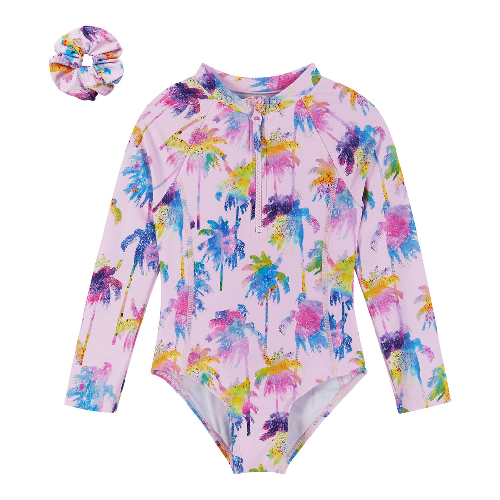 Palm Tree L/S Rashqaurd 1 pc Swimsuit