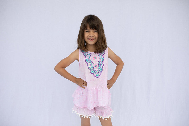 Ruffled Bohemian Cotton Tank Top
