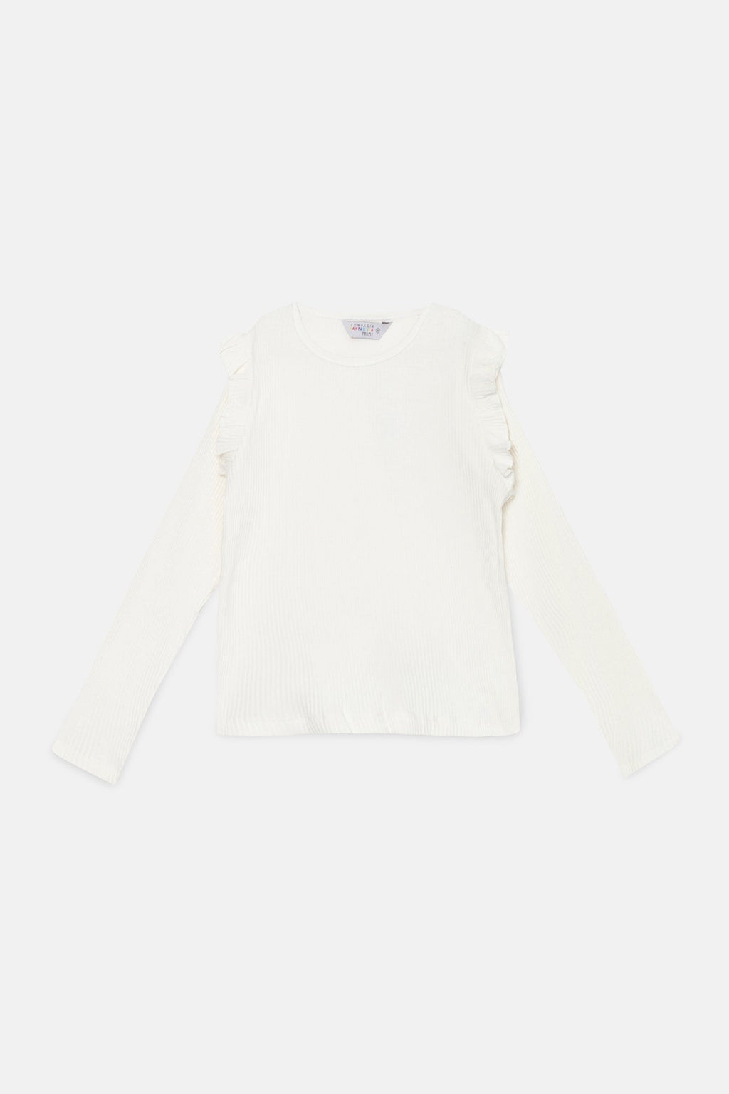 Girl L/S Ribbed Top w/Ruffle