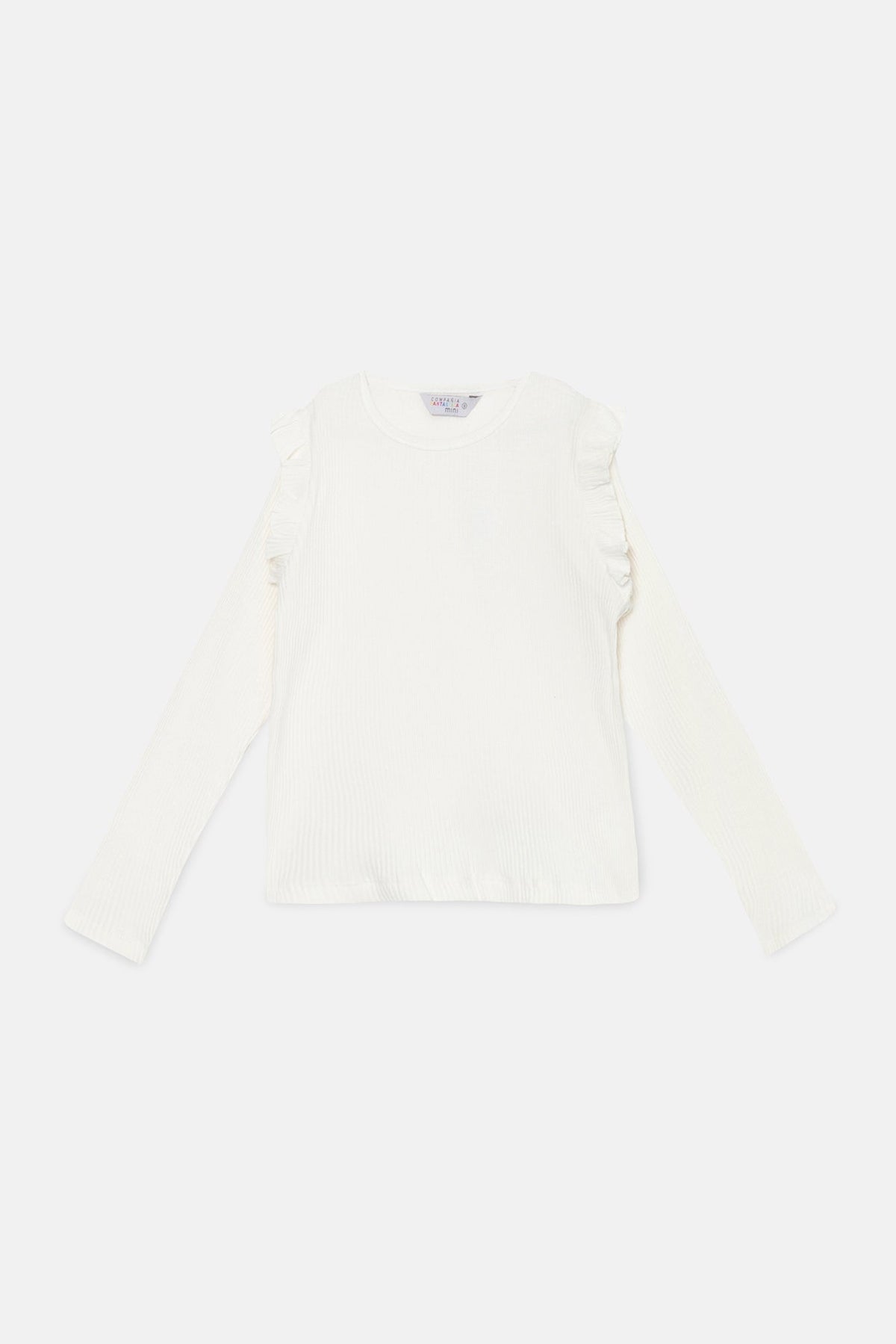 Girl L/S Ribbed Top w/Ruffle