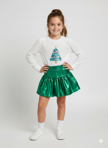 Girl Velvet Christmas Tree Sweatshirt