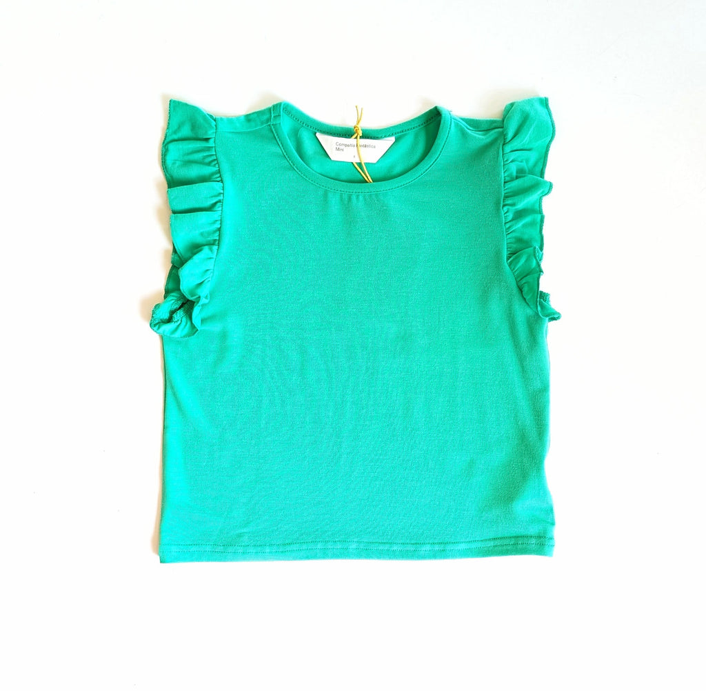 Junior Girl Flutter Cap Sleeve Solid Knit Top