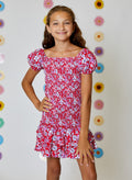 Floral  S/S Smocked Torso Dress