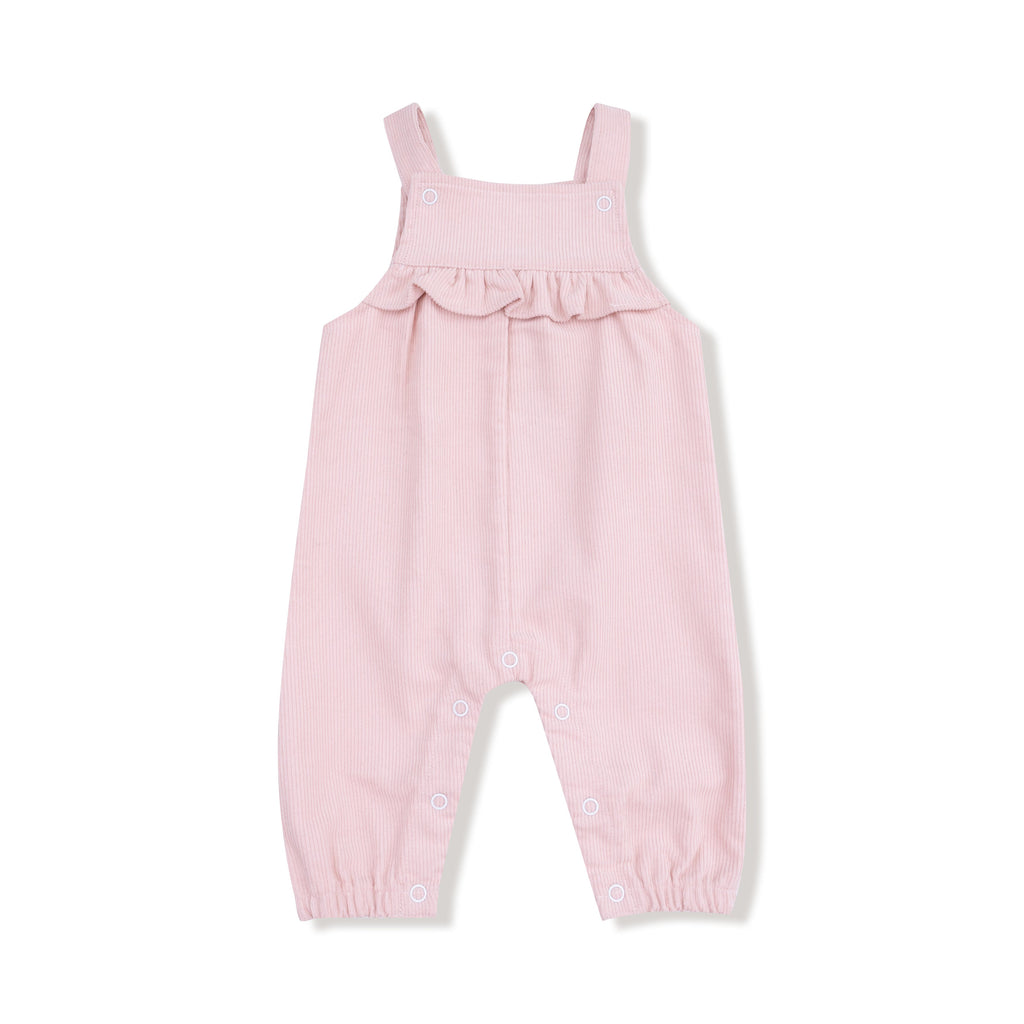 Yoke Ruffle Corduroy Overalls