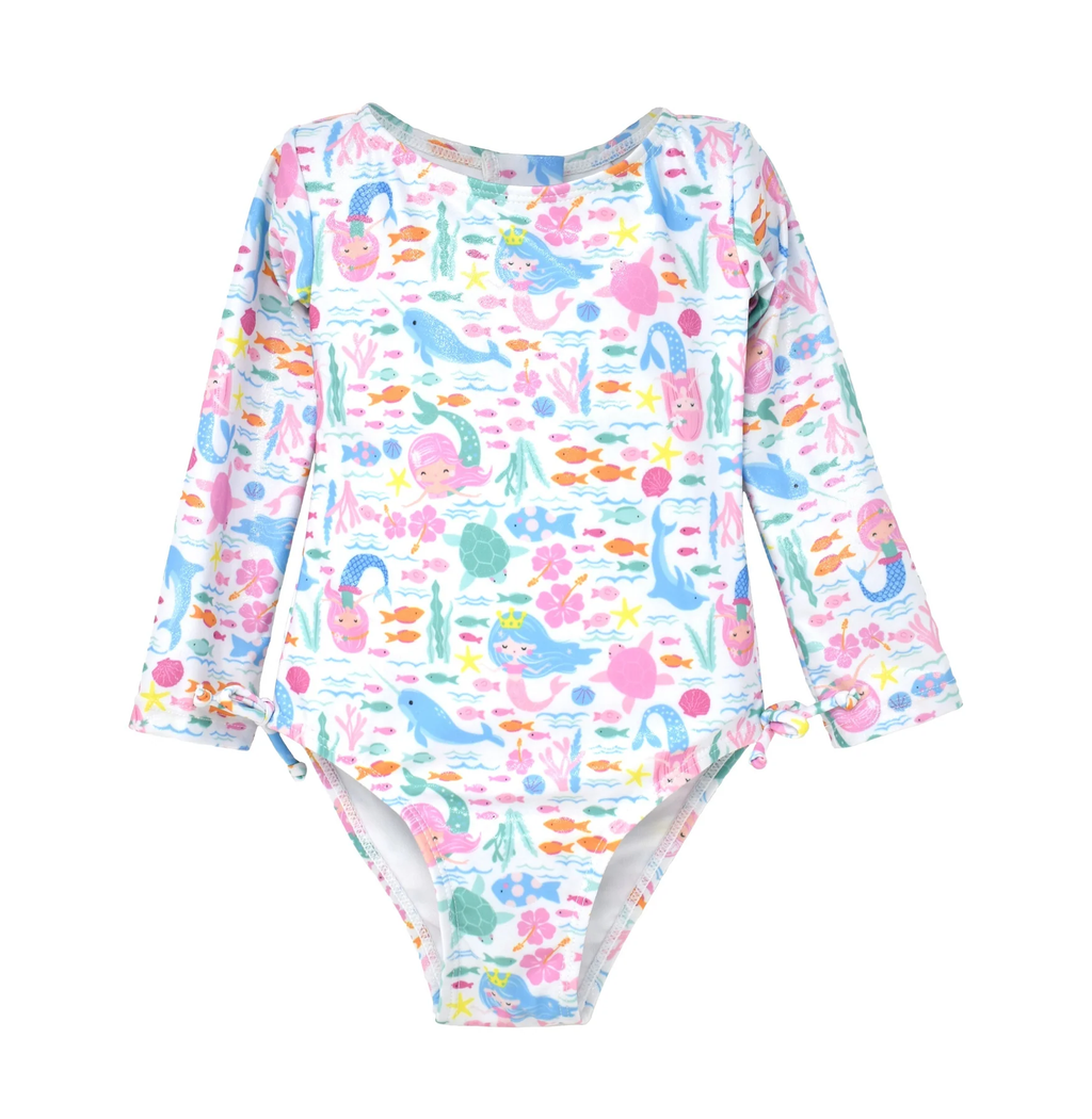 Girls L/S Rash Guard 1pc Swimsuit